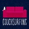 Couchsurfing. Abstract bright illustration with handwritten quote