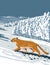 Cougar in Boulder Colorado During Winter Side View WPA Poster Art