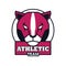 Cougar head animal emblem icon with athletic team lettering