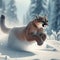 Cougar sprints across snowy mountains