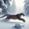 Cougar sprints across snowy mountains