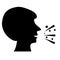 Cough icon on a isolated background. Phlegm in throat sign. sneezing symbol. flat style