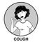 Cough. Inside the circle, the girl shows one of the possible signs of infection with the COVID-19 virus. Isolated vector icons