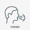 Cough Line Icon. Flu, Cold or Coronavirus Symptom. Man Coughing or Sneezing. Infectious Diseases Linear Icon. Cold