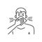 Cough related vector thin line icon.