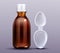 Cough syrup bottle and plastic spoon, pharmacy