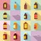 Cough syrup icons set, flat style