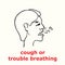 Cough or trouble breathing icon, outline simple doodle drawing