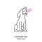 Coughing dog linear icon, sign, pictogram. Vector illustration