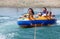 Couiple on water attractions during summer vacations