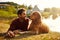 He couldnt have asked for a more loyal companion. Full length shot of a handsome young man and his dog spending the day