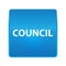 Council shiny blue square button