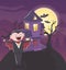 Count dracula bats and house halloween