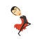 Count Dracula, dancing vampire in black suit and red cape