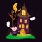 Count dracula house and ghosts halloween