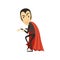 Count Dracula, sneaking vampire in black suit and red cape