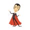 Count Dracula, vampire standing in suit and red cape