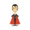 Count Dracula, vampire standing in suit and red cape