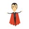 Count Dracula, vampire standing in suit and red cape