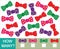 Count how many bow ties. Mathematical game for children. Vector