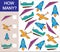 Count how many object of air transport. Mathematical game for preschool children. Vector illustration.