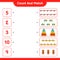 Count and match, count the number of Helicopter, Lorry, Pyramid Toy, Submarine, Teddy Bear and match with the right numbers.