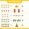 Count and match, count the number of Helicopter, Lorry, Pyramid Toy, Submarine, Teddy Bear and match with the right numbers.