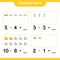 Count and match, count the number of Plane, Rocket, Rubber Duck, Water Gun and match with the right numbers. Educational children