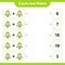 Count and match, count the number of Robot Character and match with the right numbers. Educational children game, printable