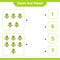 Count and match, count the number of Robot Character and match with the right numbers. Educational children game, printable