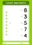 Count and match game with chemical bottle. worksheet for preschool kids, kids activity sheet