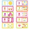 Count from one to ten. Cute characters and numbers. Educational learning card for children, kids, toddlers