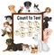 Count to Ten board with many different types of dogs