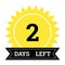 Countdown of days. Number 2 of days left to go. Promotional banner. Price offer promo deal timer, two day only. Stylized