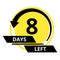 Countdown of days. Number 8 of days left to go. Promotional banner. Price offer promo deal timer, eight day only