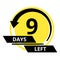 Countdown of days. Number 9 of days left to go. Promotional banner. Price offer promo deal timer, nine day only