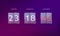 Countdown before the end of the offer. Count hours, minutes and seconds. Web banner countdown isolated on purple background. Vecto