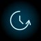Counterclockwise rotation blue neon icon. Simple thin line, outline vector of time icons for ui and ux, website or mobile