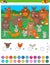 Counting and adding game with cartoon animals