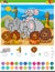 Counting and adding task with cartoon animals