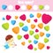 Counting educational children game. How many objects task. St Valentines day theme activity for toddlers and kids.