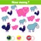 Counting educational children game, kids activity sheet. How many objects task. Learning mathematics, numbers