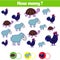 Counting educational children game, kids activity sheet. How many objects task. Learning mathematics, numbers