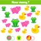 Counting educational children game, kids activity sheet. How many objects task. Learning mathematics, numbers