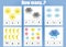 Counting educational children game, kids activity worksheet. How many objects task