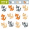 Counting Game for Children. Educational a mathematical game. Count how many cats and write the result