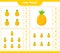 Counting game, how many Pineapple. Educational children game, printable worksheet