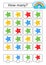 Counting game for preschool children for the development of mathematical abilities. How many stars of different colors. With a pla