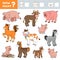 Counting Game for Preschool Children. Educational a mathematical game. Count how many animals and write the result