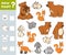 Counting Game for Preschool Children. Educational a mathematical game. Count how many animals and write the result